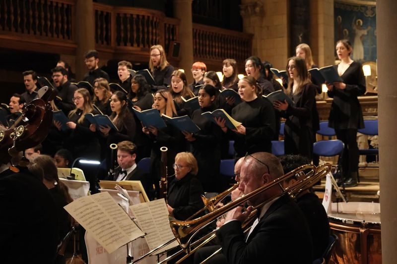 The choir standing for a picture