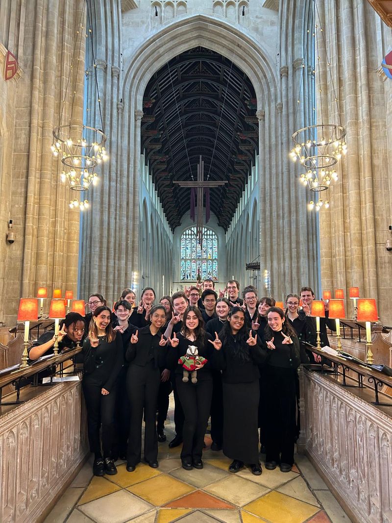 The choir standing for a picture